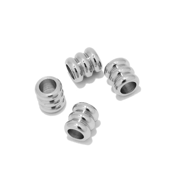 Stainless Steel Threelayer Straightthrough Hole Round Beads Jewelry Beads Accessories With Oiling Treatment And Glossy Pattern