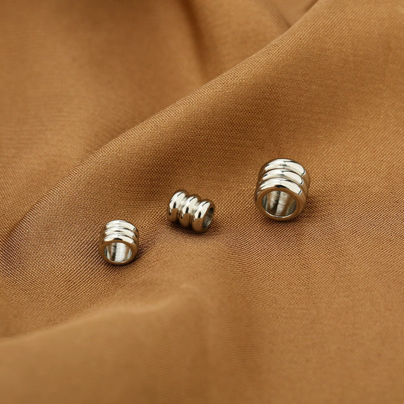 Stainless Steel Threelayer Straightthrough Hole Round Beads Jewelry Beads Accessories With Oiling Treatment And Glossy Pattern