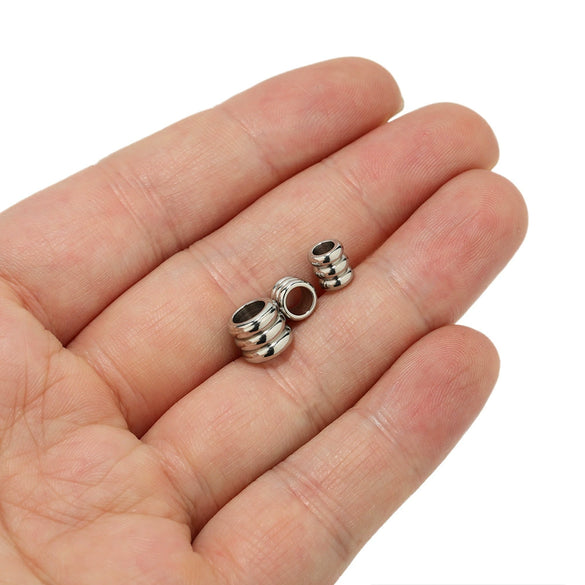 Stainless Steel Threelayer Straightthrough Hole Round Beads Jewelry Beads Accessories With Oiling Treatment And Glossy Pattern