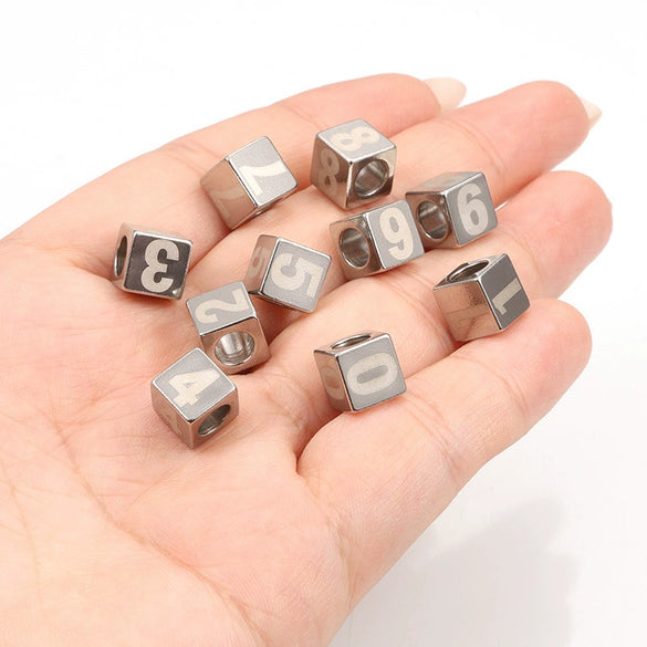 Stainless Steel Throughhole Square Beads Jewelry Accessories With Laser Treatment For Men And Women