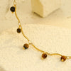 Stainless Steel Tiger Eye Stone Tassel Pendant Necklace For Women Electroplated Fashion Style