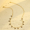 Stainless Steel Tiger Eye Stone Tassel Pendant Necklace For Women Electroplated Fashion Style