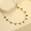 Stainless Steel Tiger Eye Stone Tassel Pendant Necklace For Women Electroplated Fashion Style