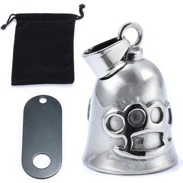 Stainless Steel Tiger Shaped Punk Bell Pendant With Polished Finish Motorcycle Guardian Charm