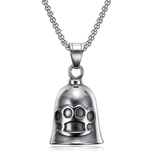 Stainless Steel Tiger Shaped Punk Bell Pendant With Polished Finish Motorcycle Guardian Charm