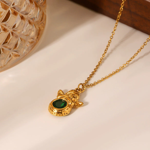 Stainless Steel Titanium Steel Angel Zircon Geometric Style Necklace For Women