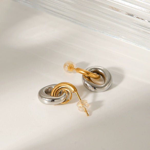 Stainless Steel Titanium Steel Geometric Earrings With Vacuum Plating And Electroplating For Women