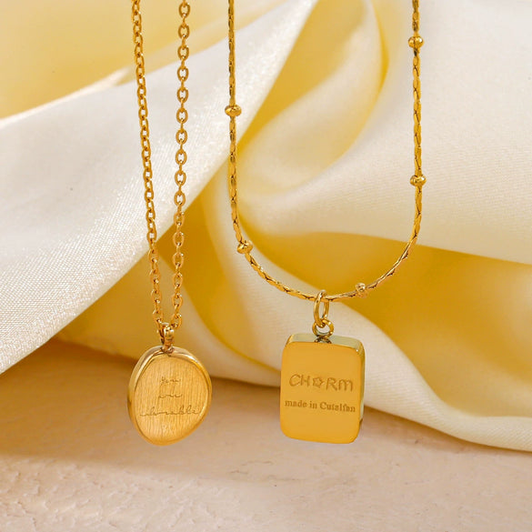 Stainless Steel Titanium Steel Geometric English Letters Cross Chain Plated Necklace For Women