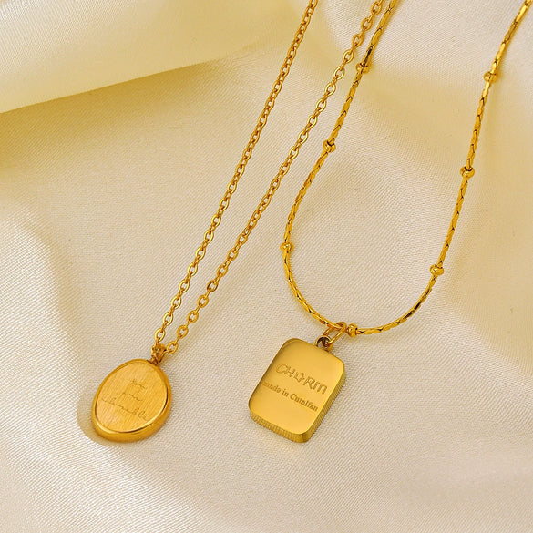 Stainless Steel Titanium Steel Geometric English Letters Cross Chain Plated Necklace For Women