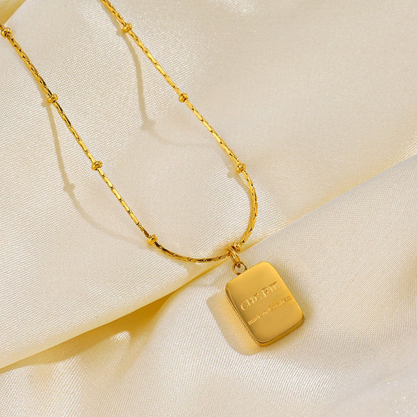 Stainless Steel Titanium Steel Geometric English Letters Cross Chain Plated Necklace For Women