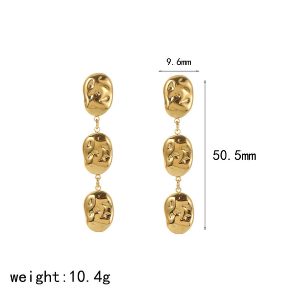 Stainless Steel Titanium Steel Geometric Threelayer Women's Earrings Electroplated
