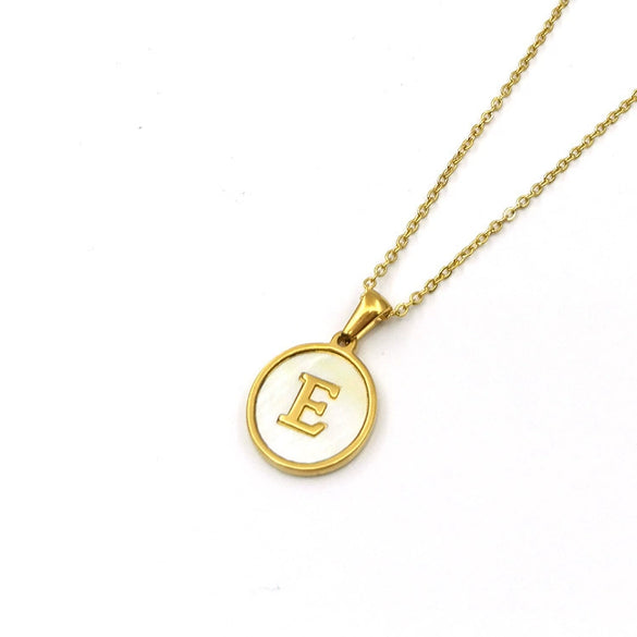 Stainless Steel 316L Stainless Steel Letter Pendant Necklace Round Shape Vacuum Plated