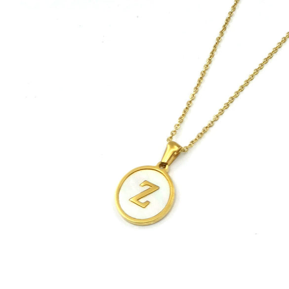 Stainless Steel 316L Stainless Steel Letter Pendant Necklace Round Shape Vacuum Plated