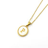Stainless Steel 316L Stainless Steel Letter Pendant Necklace Round Shape Vacuum Plated