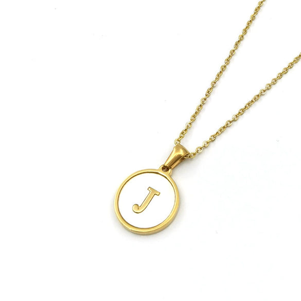Stainless Steel 316L Stainless Steel Letter Pendant Necklace Round Shape Vacuum Plated
