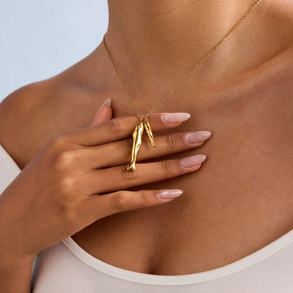 Stainless Steel Titanium Steel Necklace Electroplated Ocean Wind Pisces Pendant Women's Light Luxury Niche Style