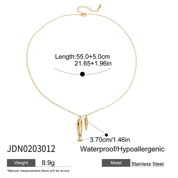 Stainless Steel Titanium Steel Necklace Electroplated Ocean Wind Pisces Pendant Women's Light Luxury Niche Style