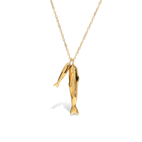 Stainless Steel Titanium Steel Necklace Electroplated Ocean Wind Pisces Pendant Women's Light Luxury Niche Style