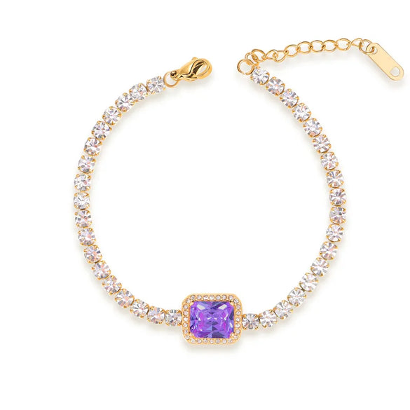 Stainless Steel Titanium Steel Simple Style Square Polishing Plating Inlay Zircon Bracelets