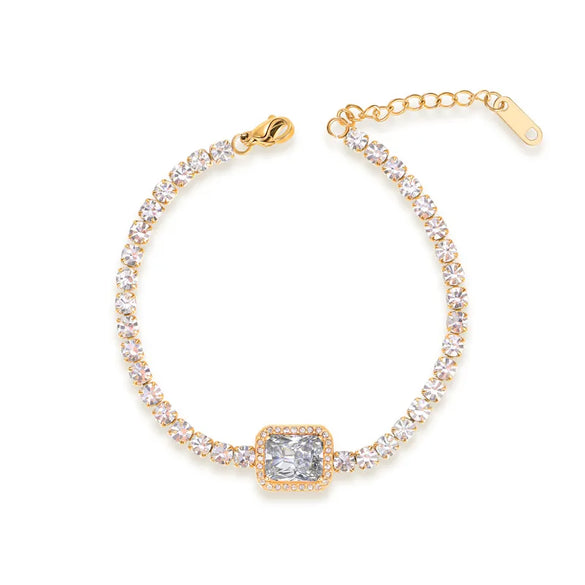 Stainless Steel Titanium Steel Simple Style Square Polishing Plating Inlay Zircon Bracelets