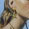 Stainless Steel Titanium Steel Starfish Earrings With Oil Dropping Design