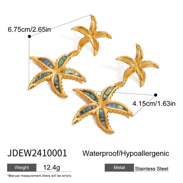 Stainless Steel Titanium Steel Starfish Earrings With Oil Dropping Design