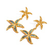 Stainless Steel Titanium Steel Starfish Earrings With Oil Dropping Design