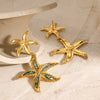 Stainless Steel Titanium Steel Starfish Earrings With Oil Dropping Design
