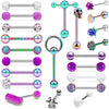 Stainless Steel Tongue Ring Puncture Jewelry With Crown And Star Pattern Electroplating Style