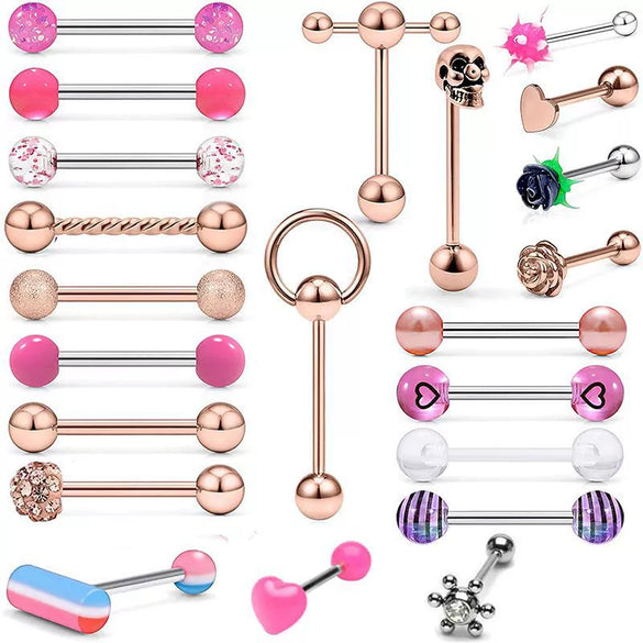 Stainless Steel Tongue Ring Puncture Jewelry With Crown And Star Pattern Electroplating Style