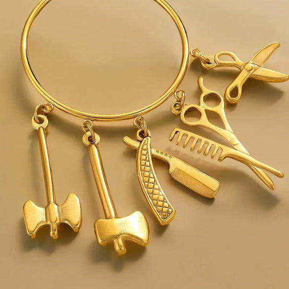 Stainless Steel Tool Pendant Jewelry With Fork And Spoon Pattern Electroplated