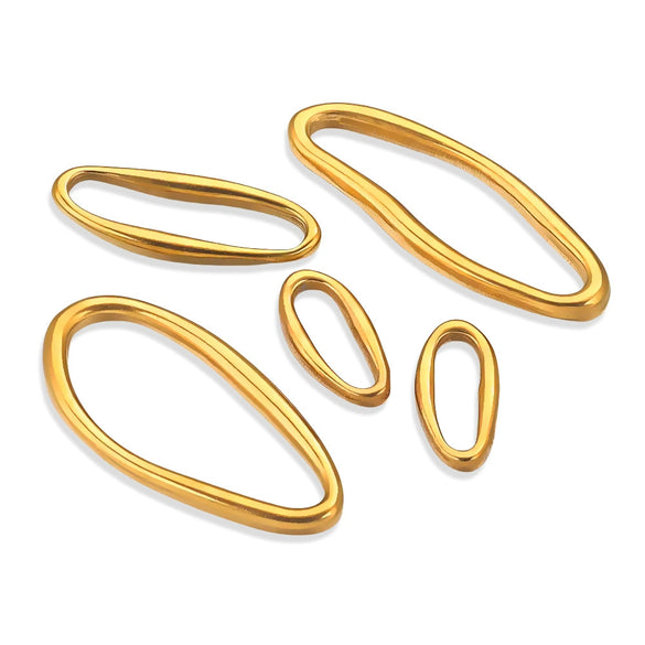Stainless Steel Totem Irregular Border Connector Pendant Necklace Jewelry Accessories With Pvd Gold Electroplating