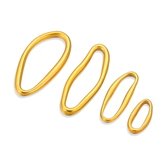 Stainless Steel Totem Irregular Border Connector Pendant Necklace Jewelry Accessories With Pvd Gold Electroplating