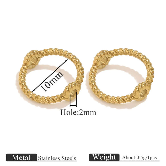 Stainless Steel Totem Pattern Double Hole Twist Bead Connecting Ring Rotating Jewelry Accessories With Electroplating