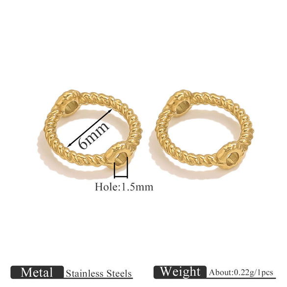 Stainless Steel Totem Pattern Double Hole Twist Bead Connecting Ring Rotating Jewelry Accessories With Electroplating