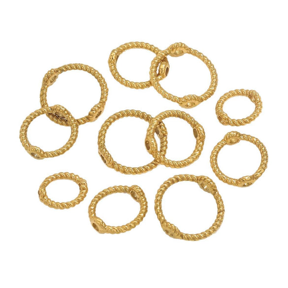 Stainless Steel Totem Pattern Double Hole Twist Bead Connecting Ring Rotating Jewelry Accessories With Electroplating