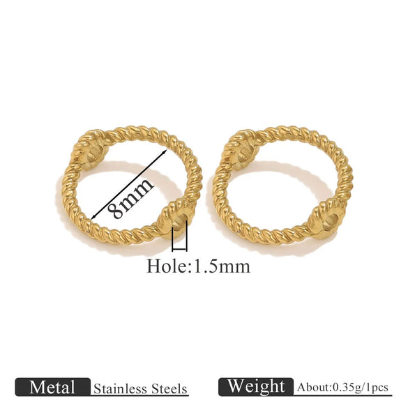 Stainless Steel Totem Pattern Double Hole Twist Bead Connecting Ring Rotating Jewelry Accessories With Electroplating