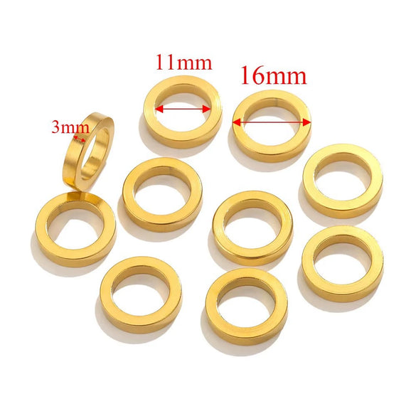 Stainless Steel Totem Pattern Electroplated Round Plane Closed Ring Spacer Loose Beads Jewelry Accessories