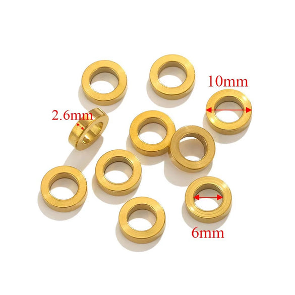 Stainless Steel Totem Pattern Electroplated Round Plane Closed Ring Spacer Loose Beads Jewelry Accessories