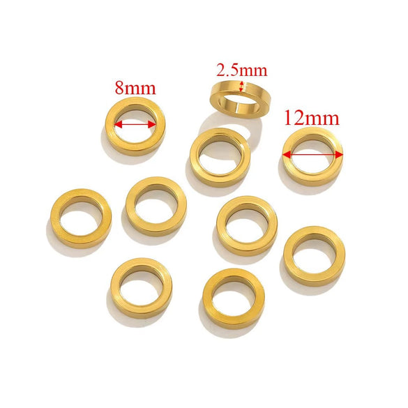 Stainless Steel Totem Pattern Electroplated Round Plane Closed Ring Spacer Loose Beads Jewelry Accessories