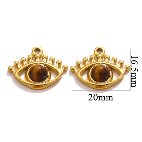 Stainless Steel Totem Pattern Natural Stone Pendant Diy Jewelry Accessories For Earrings And Necklace With Electroplating