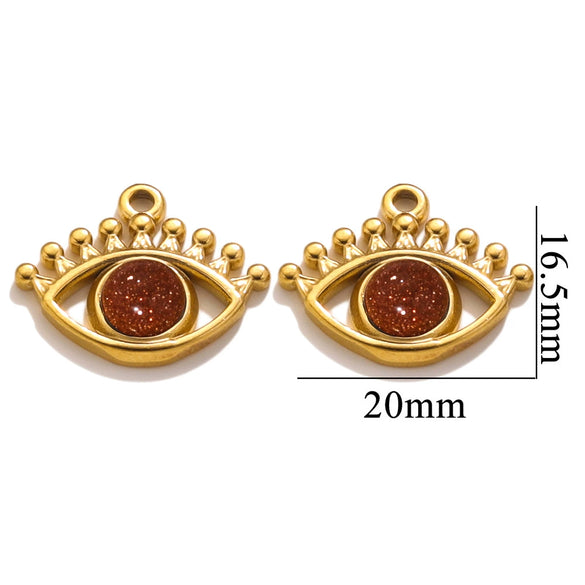 Stainless Steel Totem Pattern Natural Stone Pendant Diy Jewelry Accessories For Earrings And Necklace With Electroplating