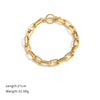 Stainless Steel Trapezoidal Chain Bracelet With Gold Ot Buckle Electroplated Jewelry