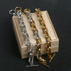 Stainless Steel Trapezoidal Chain Bracelet With Gold Ot Buckle Electroplated Jewelry