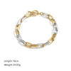 Stainless Steel Trapezoidal Chain Bracelet With Gold Ot Buckle Electroplated Jewelry