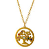 Stainless Steel Tree Of Life Necklace And Earrings Set With Rhinestone Inlay Electroplated Fashion Jewelry For Women