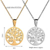 Stainless Steel Tree Of Life Necklace With Microencrusted Zircon Pendant And Ochain Electroplated Geometric Style