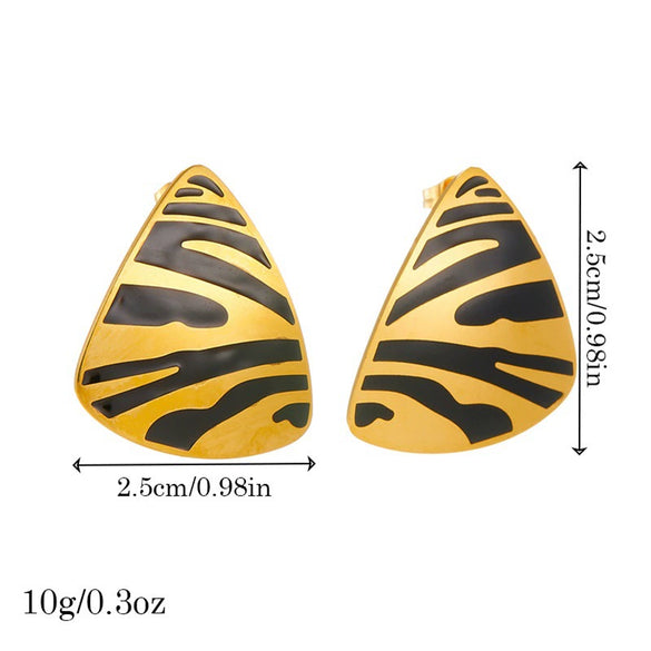 Stainless Steel Triangular Geometric Retro Fashion Jewelry Threepiece Set With Electroplating Earrings Ring Necklace