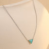 Stainless Steel Triangular Natural Stone Pendant Necklace With Electroplating
