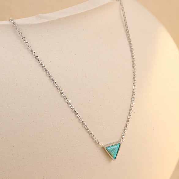 Stainless Steel Triangular Natural Stone Pendant Necklace With Electroplating